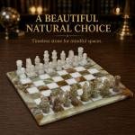 Handcrafted Green White Marble Chess Set, Natural Stone Board Game, Luxury Home Decor
