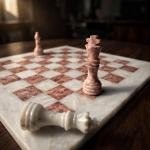 12-Inch White and Pink Marble Chess Set, Handmade Natural Stone Board