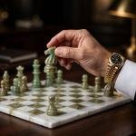 White and Green Marble Chess Set, 12 Inch Handmade Natural Stone Board