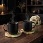 Handmade Green Onyx Coasters | Natural Marble Drink Coasters with Holder | Luxury Home Decor