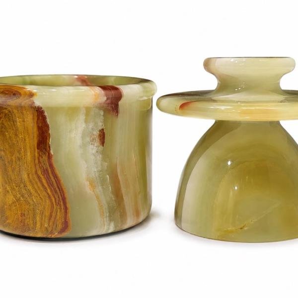 Handmade Green Onyx Marble Butter Keeper | Natural Stone Kitchen Decor