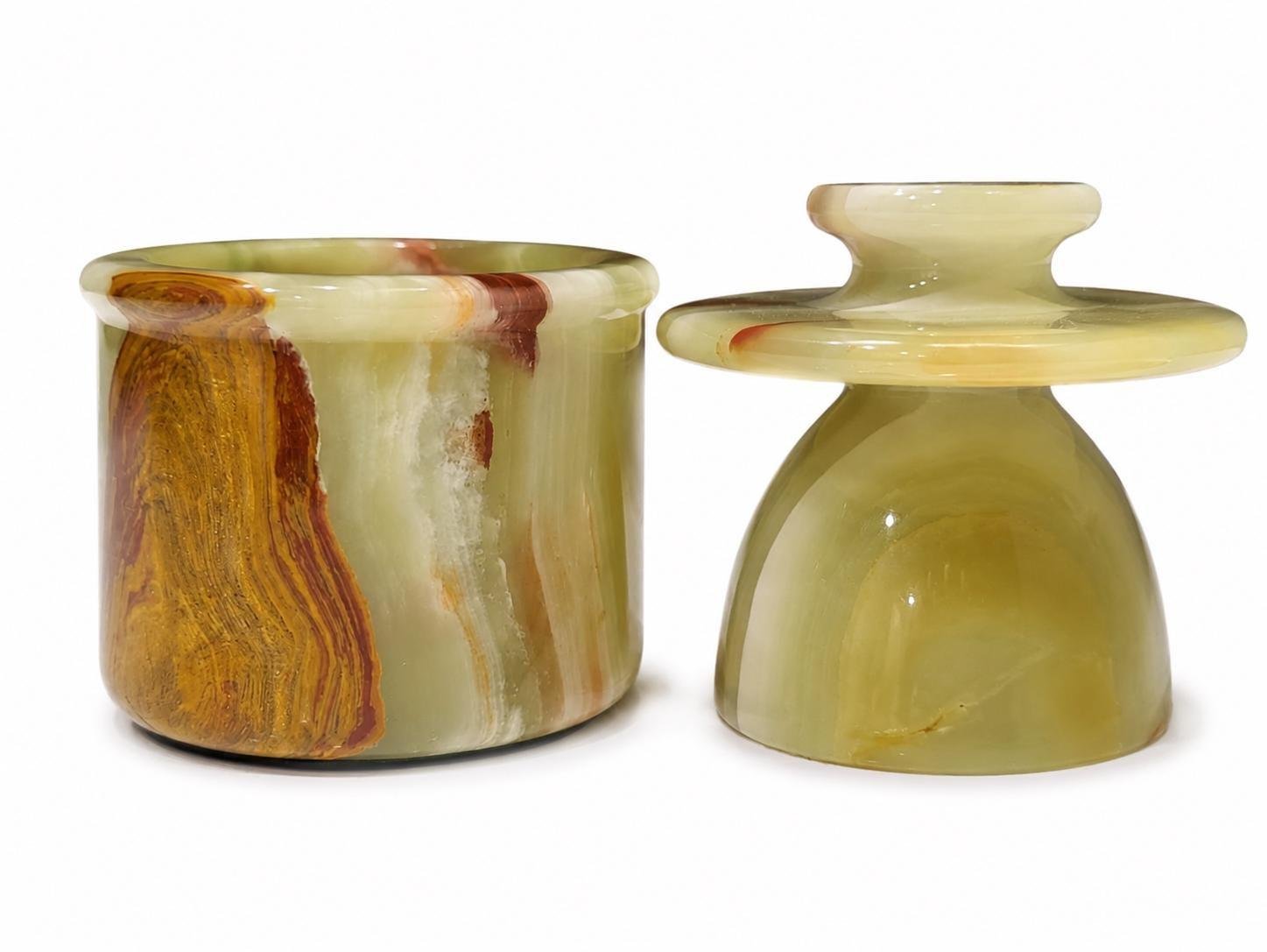 Handmade Green Onyx Marble Butter Keeper | Natural Stone Kitchen Decor