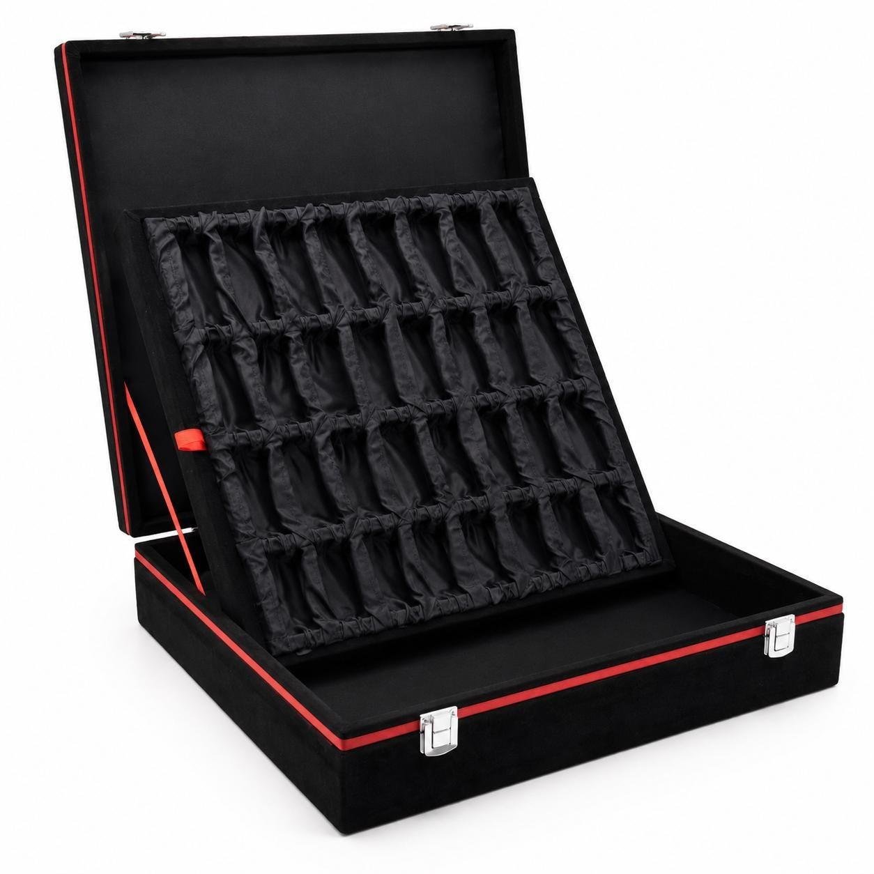 Black Velvet Chess Set Storage Case, Luxury Organizer, Protective Display Box