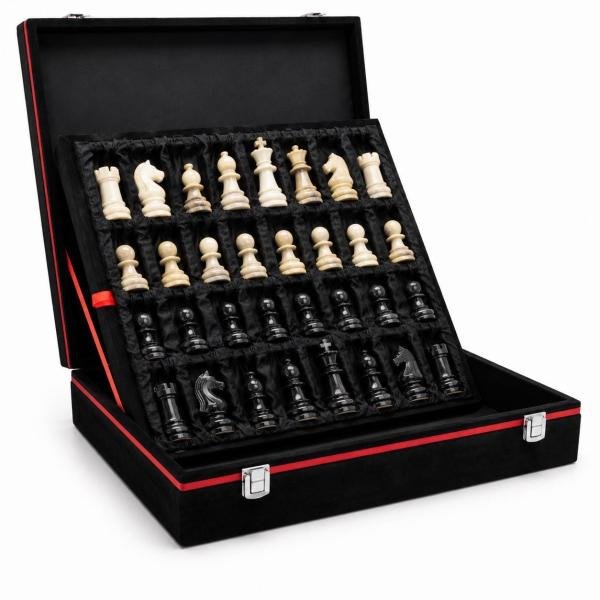 Black Velvet Chess Set Storage Case, Luxury Organizer, Protective Display Box