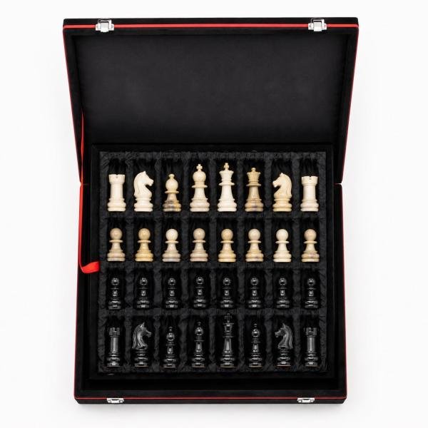 Black Velvet Chess Set Storage Case, Luxury Organizer, Protective Display Box