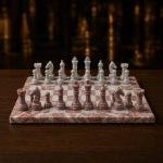 Handmade Pink White Marble Chess Set, 12 Inch Stone Board, Luxury Home Decor