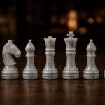 Large Inch Pink White Marble Chess Set, Handmade Natural Stone Board