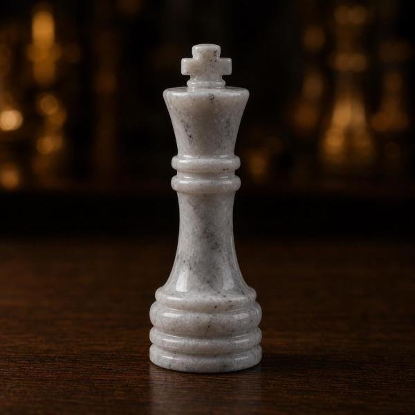 15 Inch Pink White Marble Chess Set, Handmade Natural Stone Board