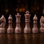15 Inch Pink White Marble Chess Set, Handmade Natural Stone Board