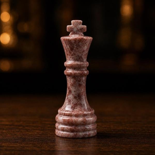 15 Inch Pink White Marble Chess Set, Handmade Natural Stone Board