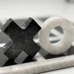 Handmade Onyx Marble Tic Tac Toe Game: White Black Stone Board, Luxury Home Decor