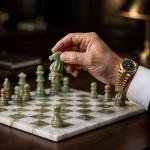 White and Green Marble Chess Set, 12 Inch Handmade Natural Stone Board