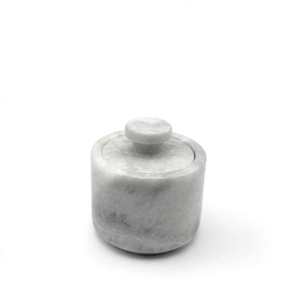 Handmade Grey Marble Spice Jar with Lid, Natural Stone Kitchen Storage, Countertop Decor