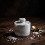 Handmade Grey Marble Spice Jar with Lid, Natural Stone Kitchen Storage, Countertop Decor
