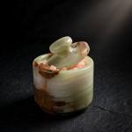 Handmade Green Marble Spice Jar with Lid, Natural Stone Kitchen Storage, Countertop Decor