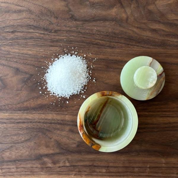 Handmade Green Marble Spice Jar with Lid, Natural Stone Kitchen Storage, Countertop Decor