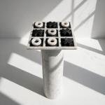 Handmade Onyx Marble Tic Tac Toe Game: White Black Stone Board, Luxury Home Decor