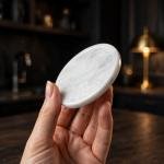 Handmade White Marble Coasters Set, Natural Stone Drink Coasters, Luxury Home Decor