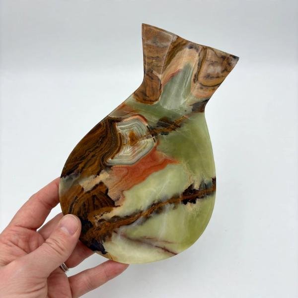Handcrafted Green Onyx Fish Spoon Rest | Natural Stone Kitchen Decor