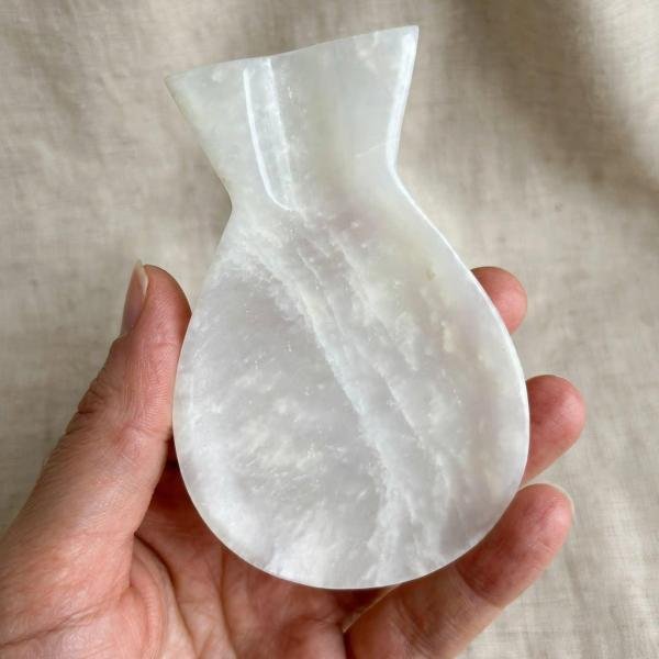 Handcrafted White Onyx Fish Spoon Rest | Natural Stone Kitchen Decor