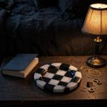 Handmade Black Marble Catchall Tray | Natural Stone Vanity Organizer | Unique Veining