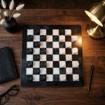 Handcrafted Black White Onyx Marble Checkers Set – Luxury Natural Stone Board Game