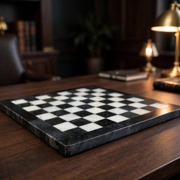 12 inch Black & White Marble Chess Set | Luxury Stone Board, Elegant Home Decor
