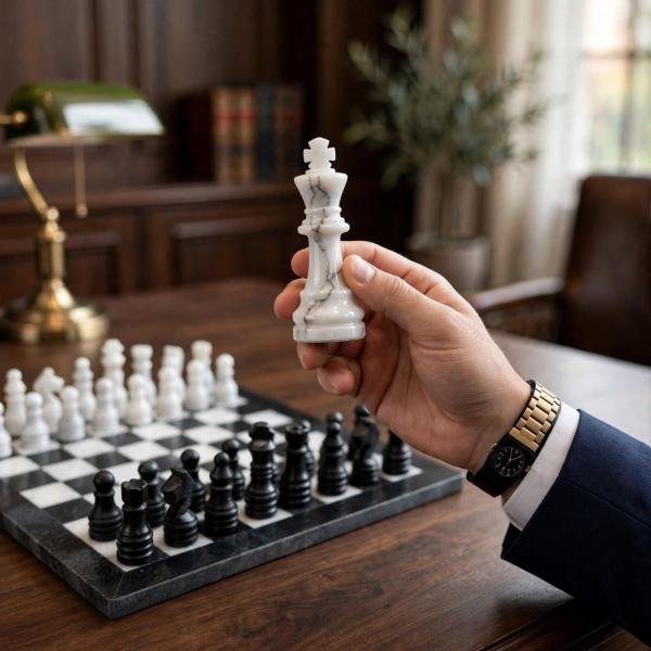 12 inch Black & White Marble Chess Set | Luxury Stone Board, Elegant Home Decor