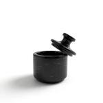 Handmade Black Marble Spice Jar with Lid, Natural Stone Kitchen Storage, Countertop Decor