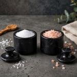 Handmade Black Marble Spice Jar with Lid, Natural Stone Kitchen Storage, Countertop Decor