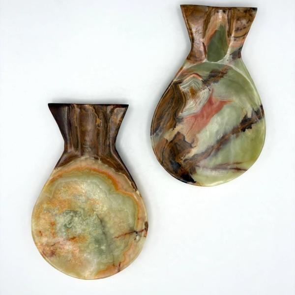Handcrafted Green Onyx Fish Spoon Rest | Natural Stone Kitchen Decor