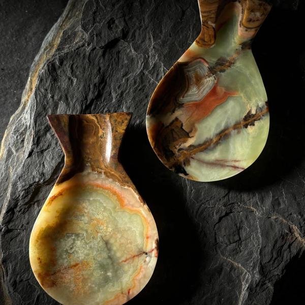 Handcrafted Green Onyx Fish Spoon Rest | Natural Stone Kitchen Decor