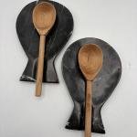 Handcrafted Black Onyx Fish Spoon Rest | Natural Stone Kitchen Decor