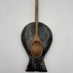 Handcrafted Black Onyx Fish Spoon Rest | Natural Stone Kitchen Decor