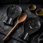 Handcrafted Black Onyx Fish Spoon Rest | Natural Stone Kitchen Decor