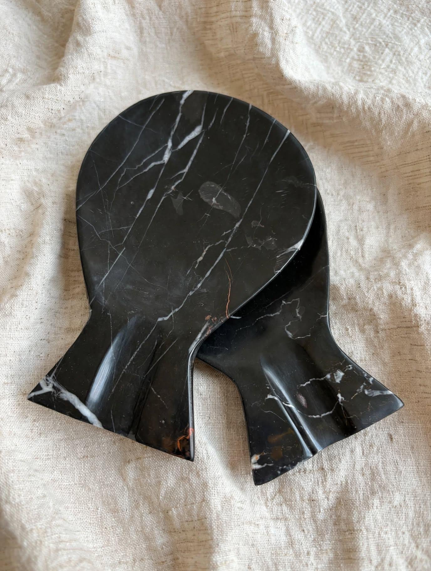 Handcrafted Black Onyx Fish Spoon Rest | Natural Stone Kitchen Decor