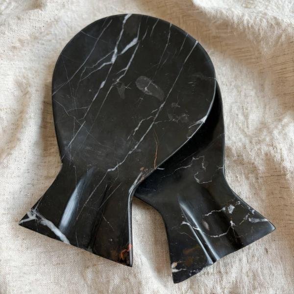 Handcrafted Black Onyx Fish Spoon Rest | Natural Stone Kitchen Decor