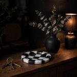 Handmade Black Marble Catchall Tray | Natural Stone Vanity Organizer | Unique Veining