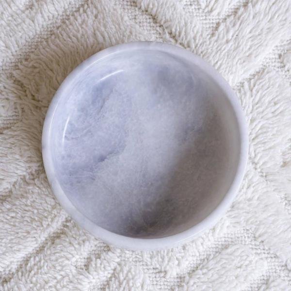 Luxury 8 Inch Handmade Marble Pet Dish - Natural Stone Modern Feeder