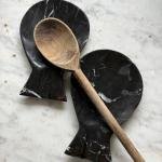 Handcrafted Black Onyx Fish Spoon Rest | Natural Stone Kitchen Decor