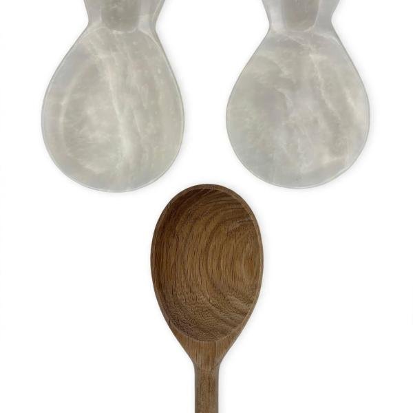 Handcrafted White Onyx Fish Spoon Rest | Natural Stone Kitchen Decor