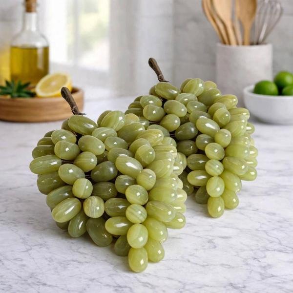 Green Onyx Grapes, Handmade Natural Stone Fruit Cluster, Kitchen & Table Decor, Wine Lover Gift