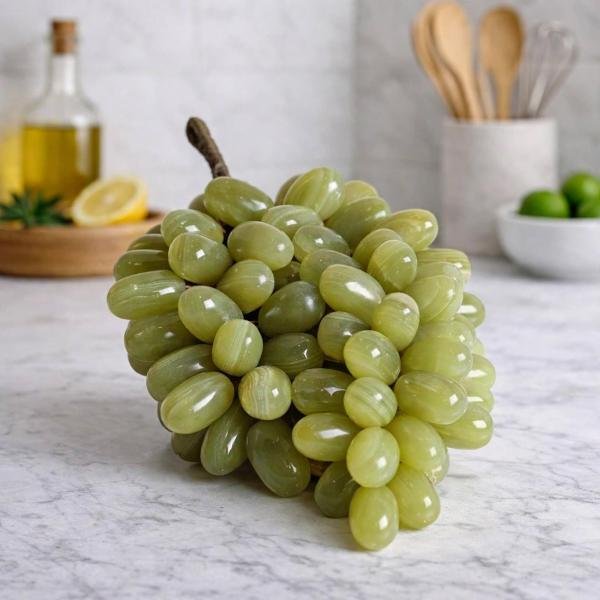 Green Onyx Grapes, Handmade Natural Stone Fruit Cluster, Kitchen & Table Decor, Wine Lover Gift