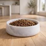 Luxury 8 Inch Handmade Marble Pet Dish - Natural Stone Modern Feeder