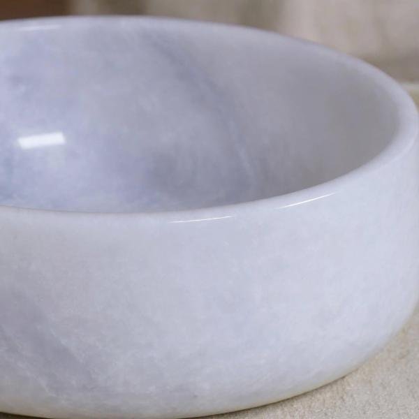 Luxury 8 Inch Handmade Marble Pet Dish - Natural Stone Modern Feeder