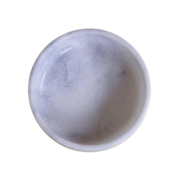 Luxury 8 Inch Handmade Marble Pet Dish - Natural Stone Modern Feeder