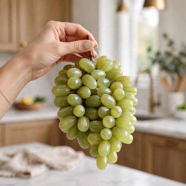 Green Onyx Grapes, Handmade Natural Stone Fruit Cluster, Kitchen & Table Decor, Wine Lover Gift