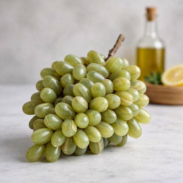 Green Onyx Grapes, Handmade Natural Stone Fruit Cluster, Kitchen & Table Decor, Wine Lover Gift