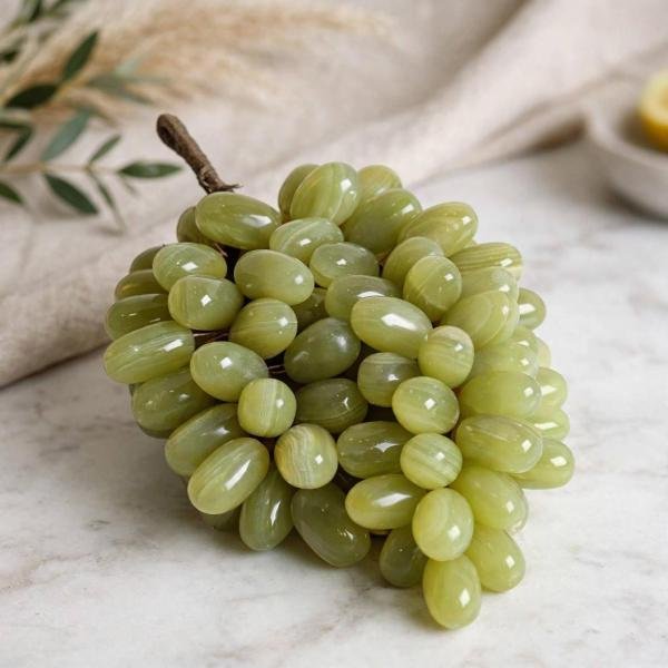 Green Onyx Grapes, Handmade Natural Stone Fruit Cluster, Kitchen & Table Decor, Wine Lover Gift