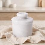 Handmade White Onyx Marble Butter Keeper | Natural Stone Kitchen Decor
